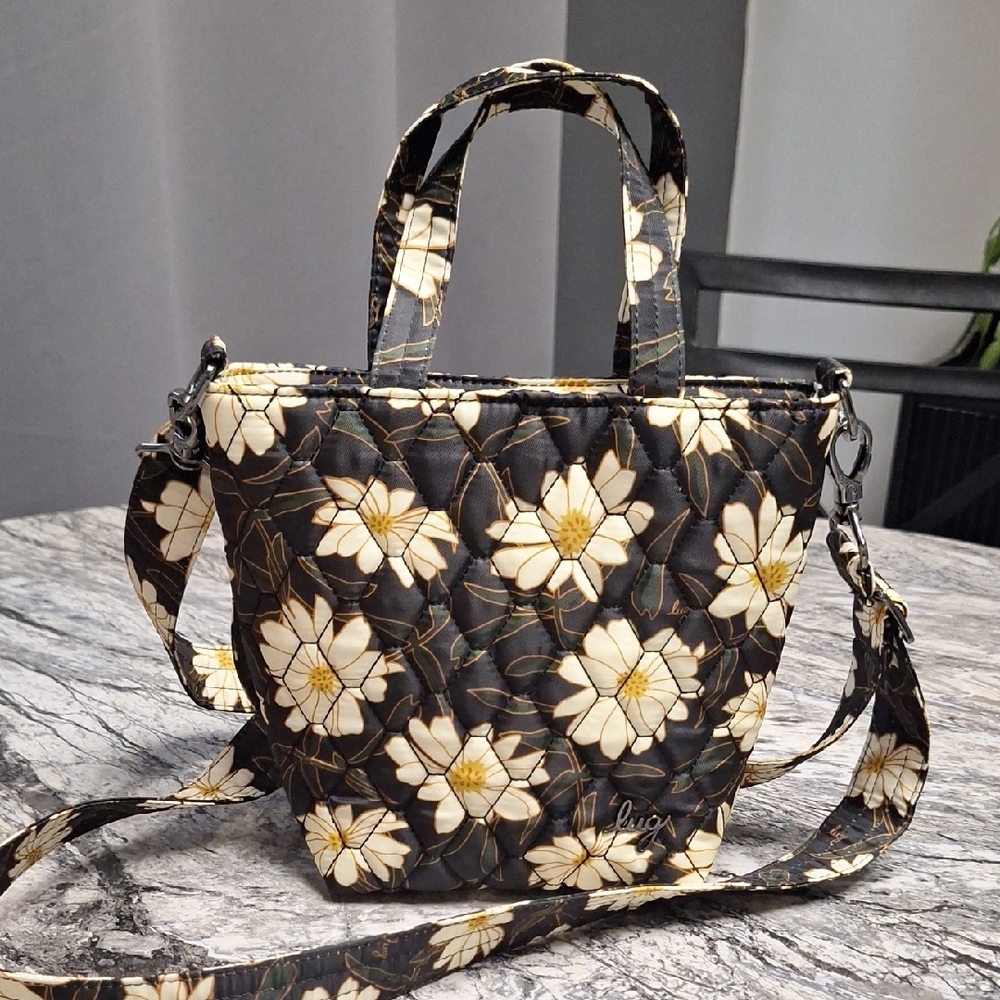 Lug Tip Toe Mini Crossbody Bag Handle Tote, Autumn Daisies